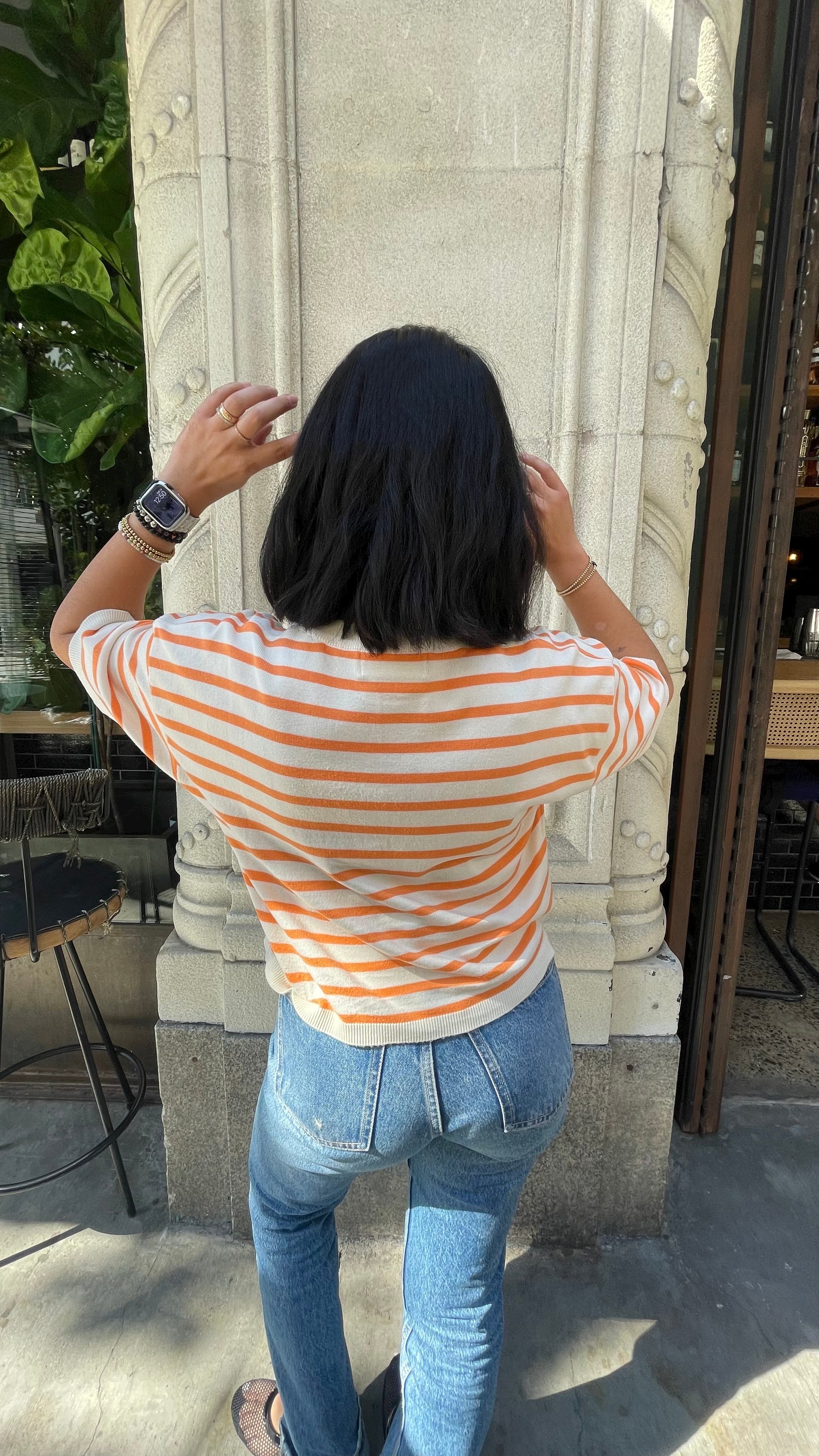 Cool Creamsicle Striped Crewneck