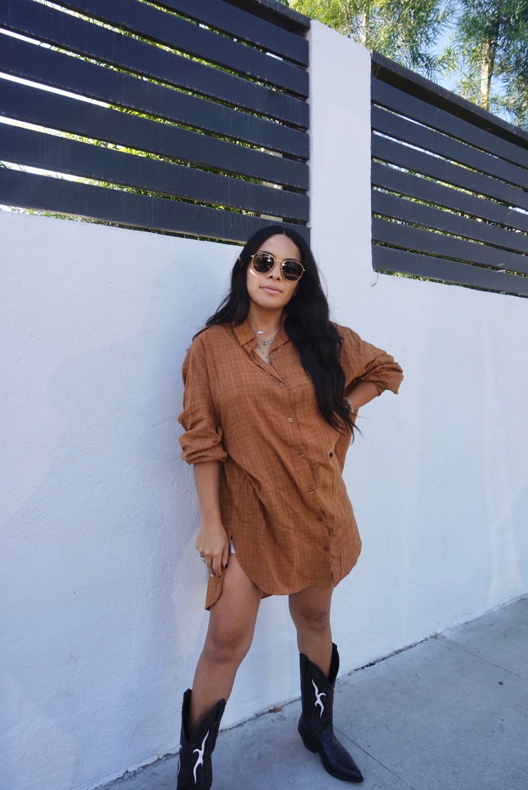 Caramel Linen Button-down Shirt