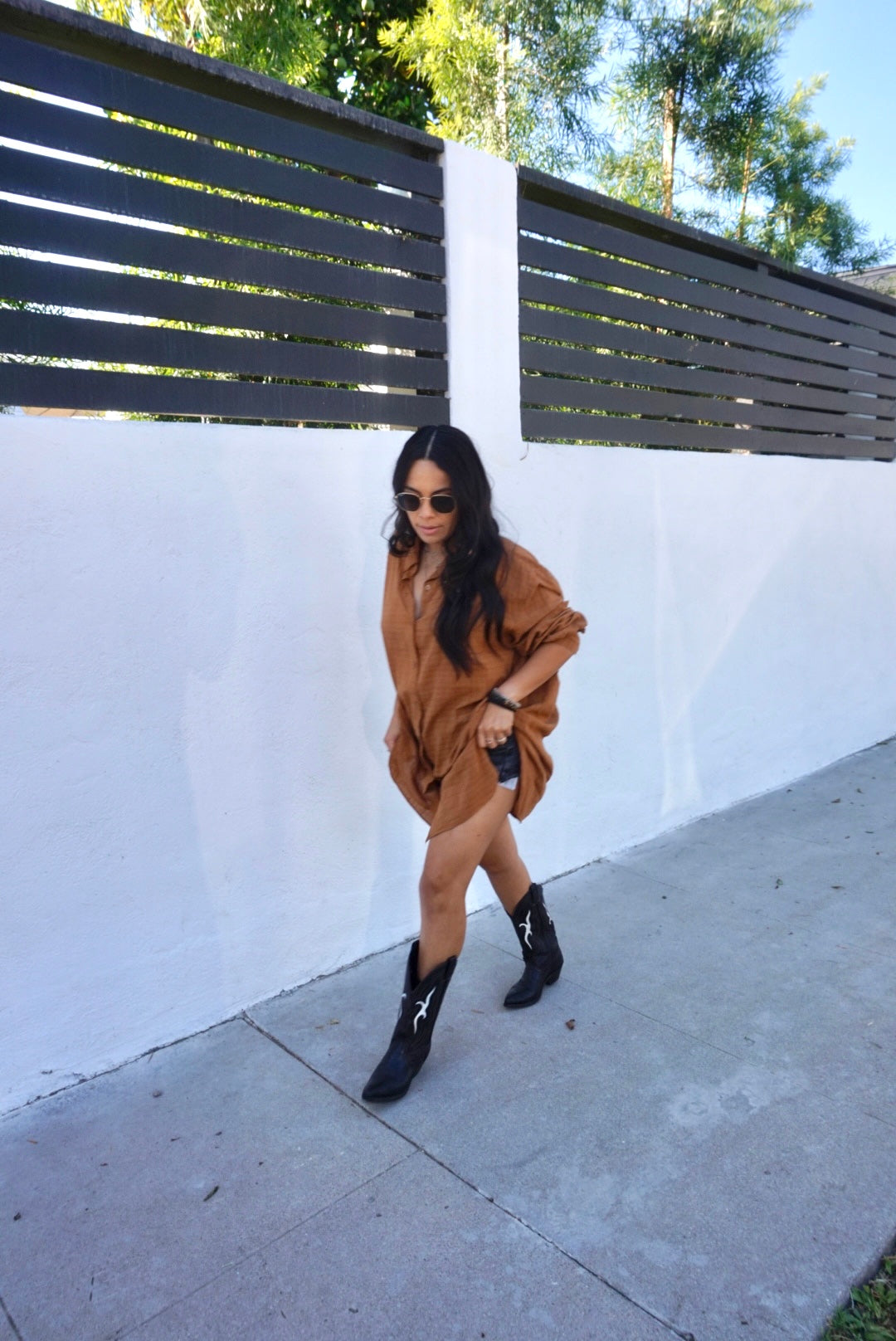 Caramel Linen Button-down Shirt